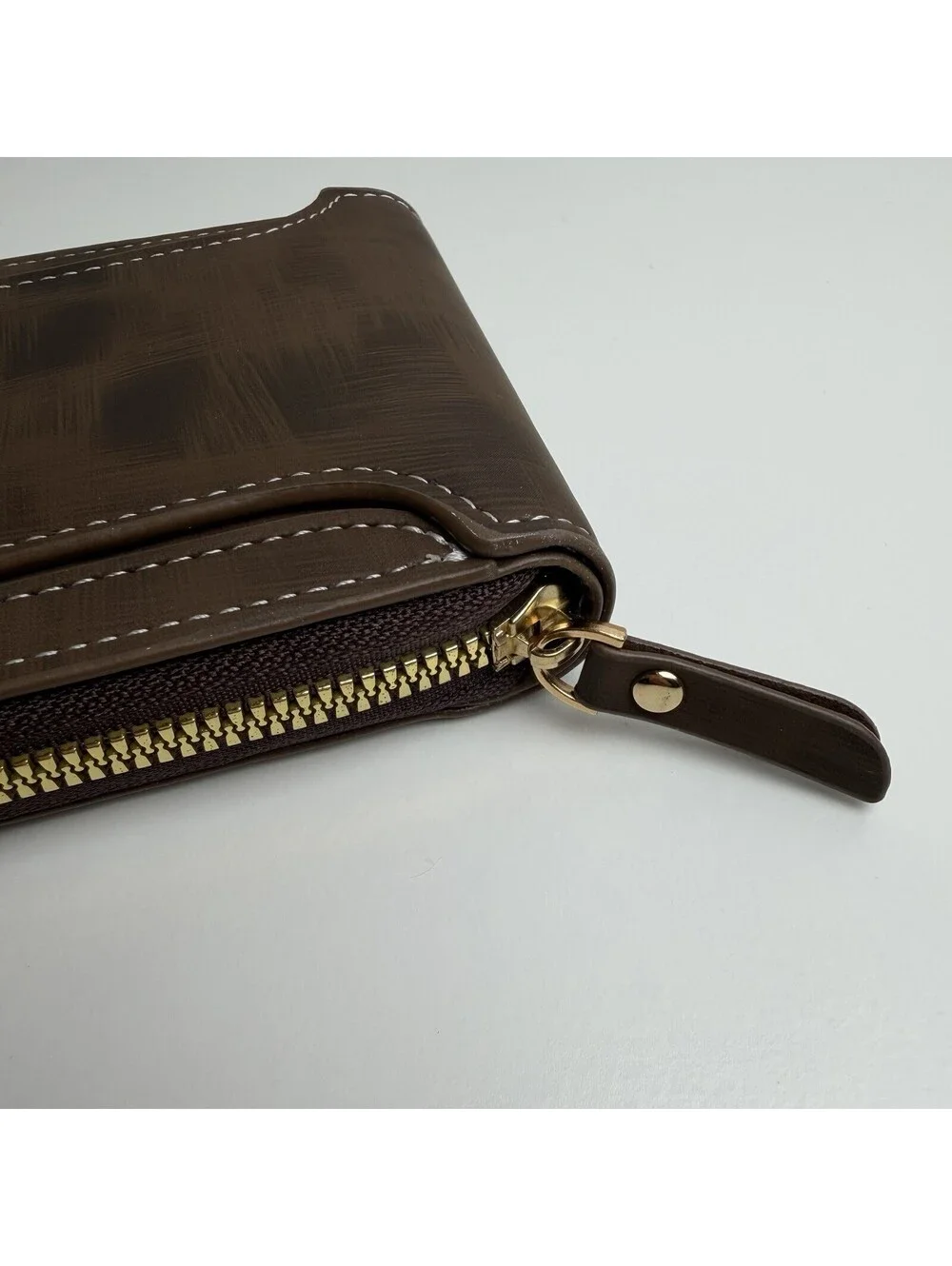 Western Brown Wallet Star Concho Zip Around Faux Leather Snap